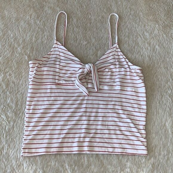 American Eagle outfitters candy stripe tie front crop top size: Large - Picture 3 of 16